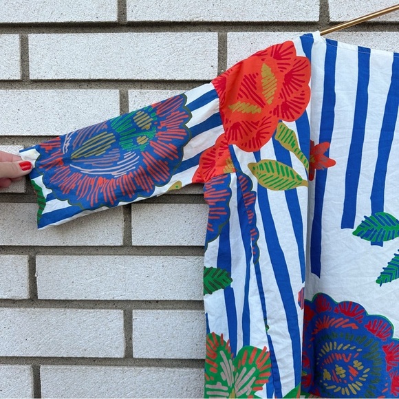 Tia Cibani Bold Matyo Floral Stripe Print Boxy Shirt 7/8Y - Picture 10 of 10